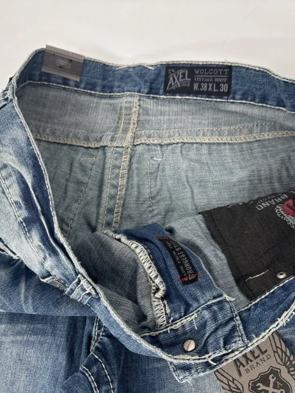 TK Axel Jeans Mens 38x30 Wolcott Vintage Boot Cut Denim Relaxed Distressed NEW - Picture 6 of 10